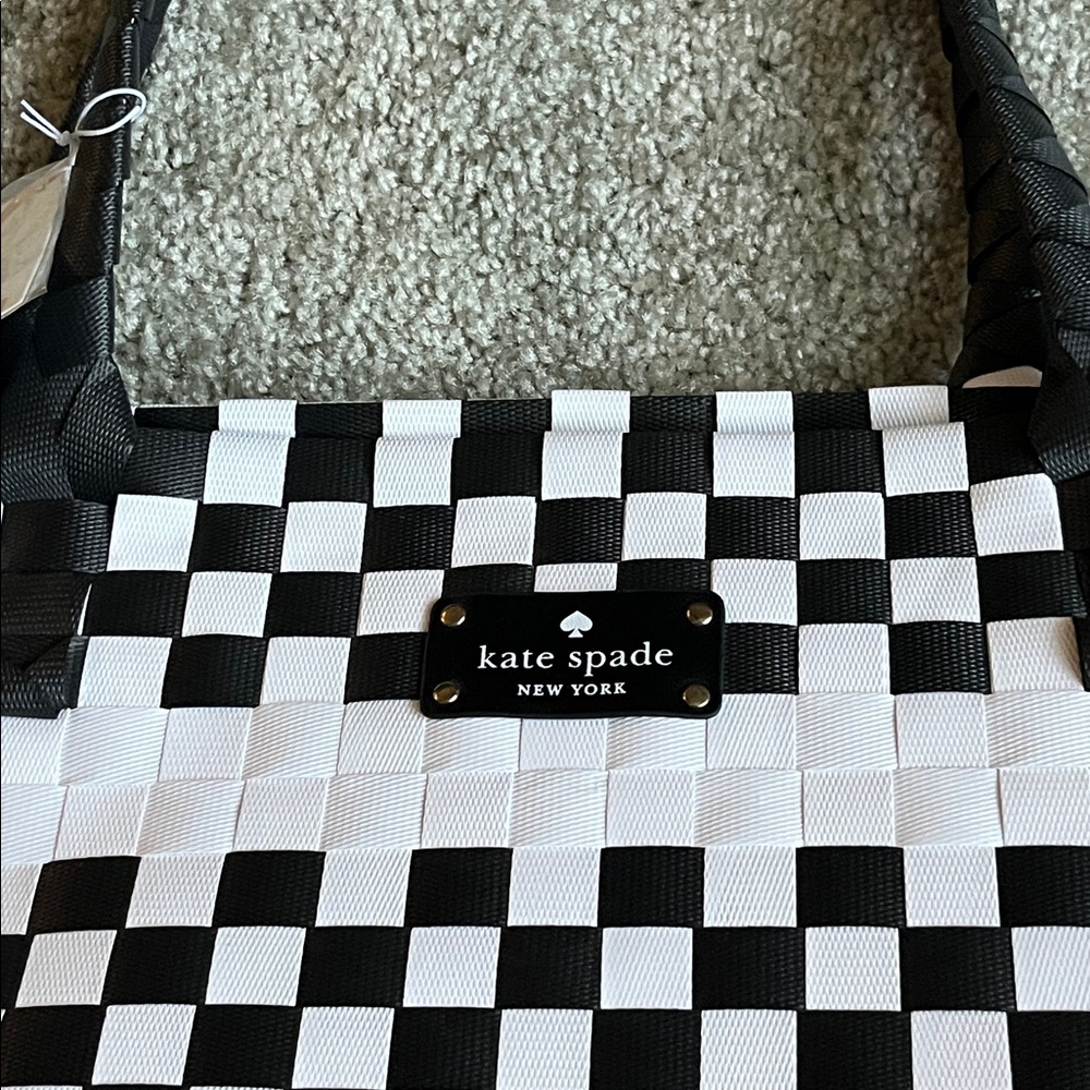 Kate Spade Monochrome Checkered Handbag Beach Bag Tote - gift - Picture 2 of 7